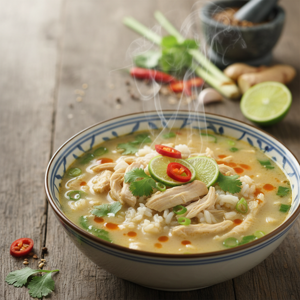 Fragrant Thai Chicken Rice Soup recipe