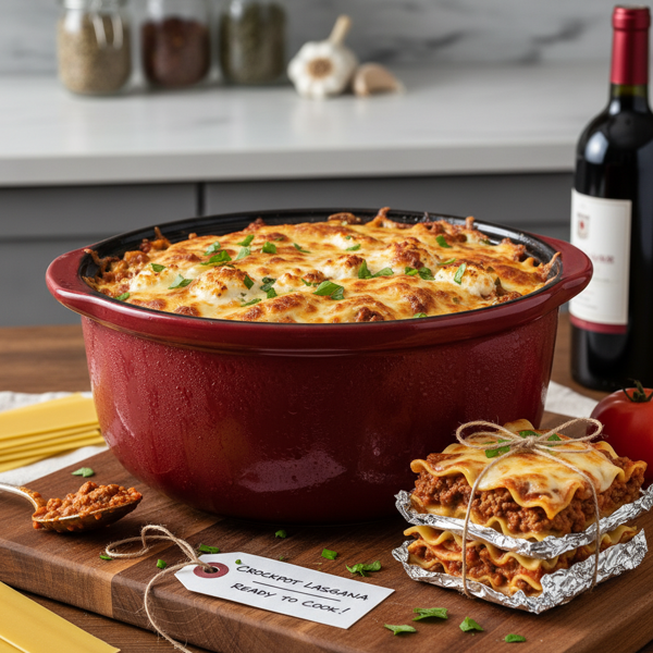Freezer-Friendly Crockpot Lasagna recipe