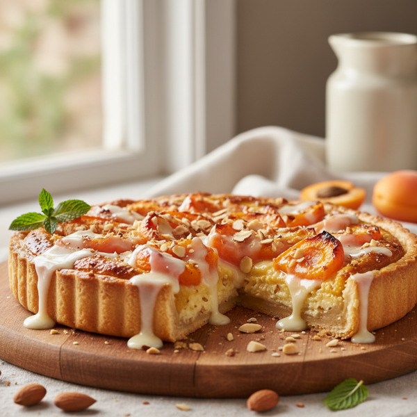 French Apricot Almond Tart with Vanilla Custard Glaze recipe