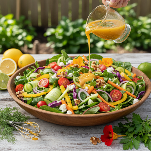 Fresh Garden Harvest Salad with Zesty Dressing recipe