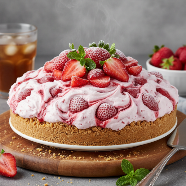 Frozen Strawberry Delight Cheesecake Pie recipe