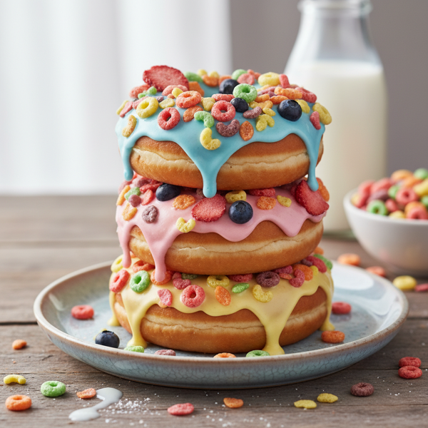 Fruity Cereal Milk Frosted Donuts recipe