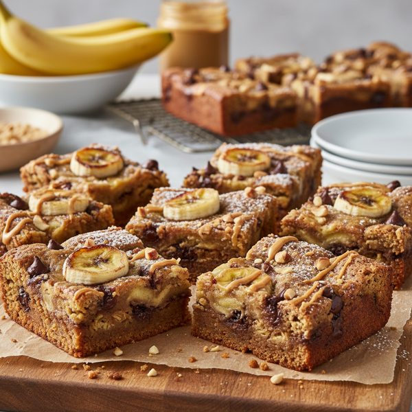 Fudgy Banana Peanut Butter Blondies recipe