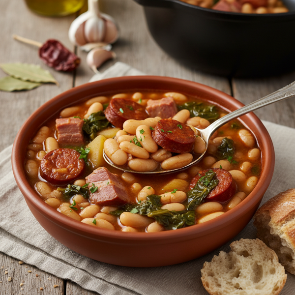 Galician White Bean Soup with Smoked Meats recipe