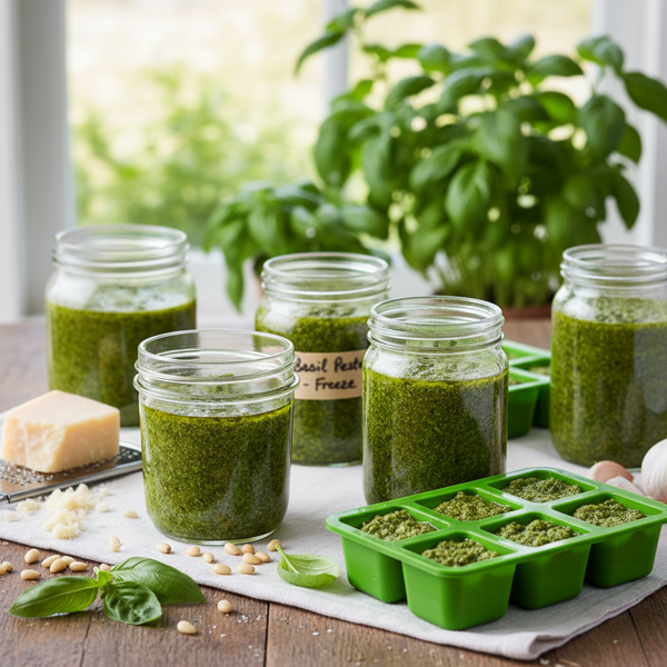 Garden-Fresh Basil Pesto for Freezing recipe