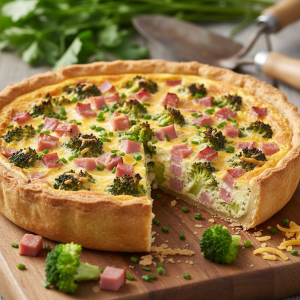 Garden Fresh Broccoli and Ham Quiche recipe