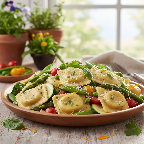 Garden Fresh Chicken Ravioli Primavera recipe