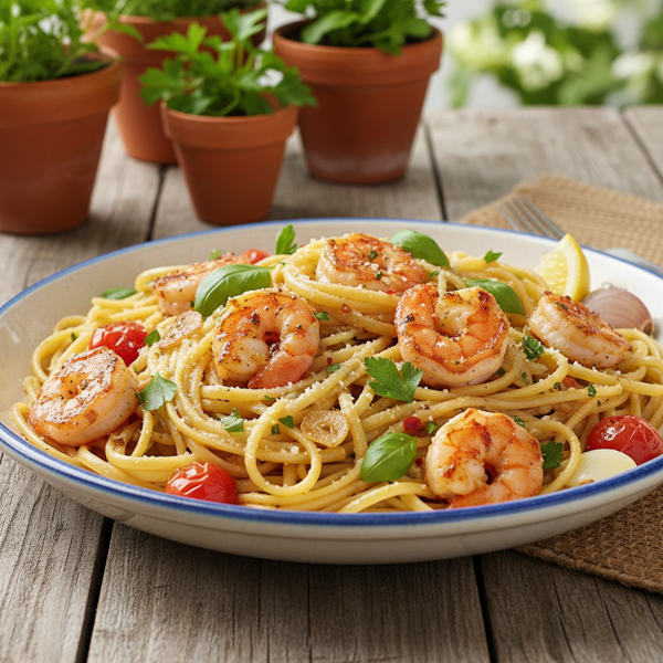 Garden Fresh Shrimp Scampi Linguini recipe