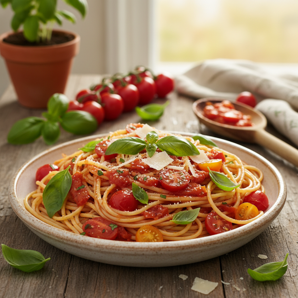 Garden Fresh Spaghetti with Tomato-Basil Delight recipe