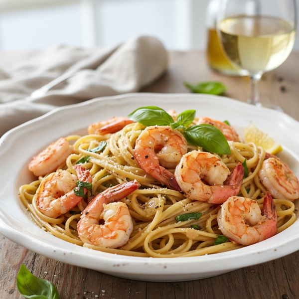 Garlic-Basil Shrimp Linguine recipe