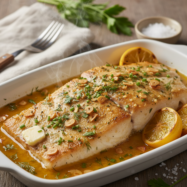 Garlic-Butter Baked Halibut with Fresh Herbs recipe