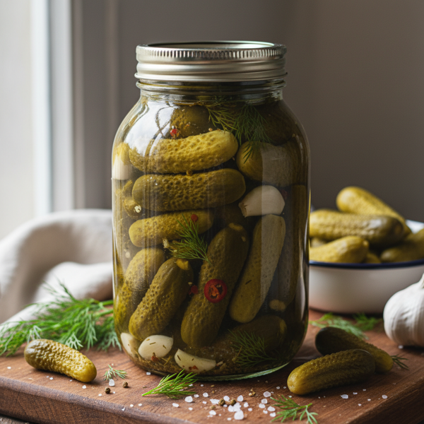 Garlic-Dill Gherkin Pickles recipe