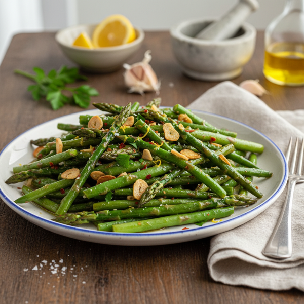 Garlic-Infused Asparagus and Green Bean Medley recipe