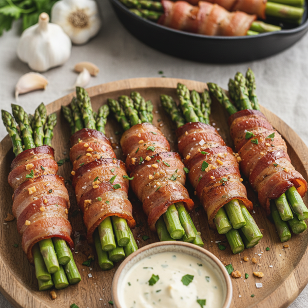 Garlic-Infused Bacon-Wrapped Asparagus Bundles recipe