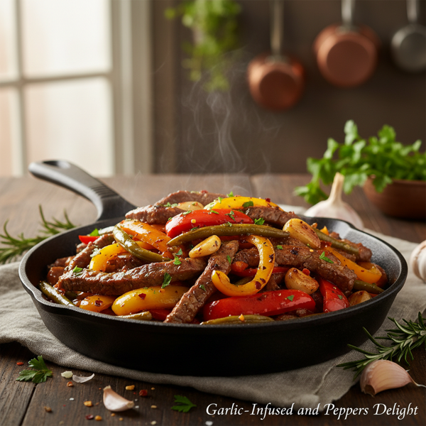Garlic-Infused Beef and Peppers Delight recipe