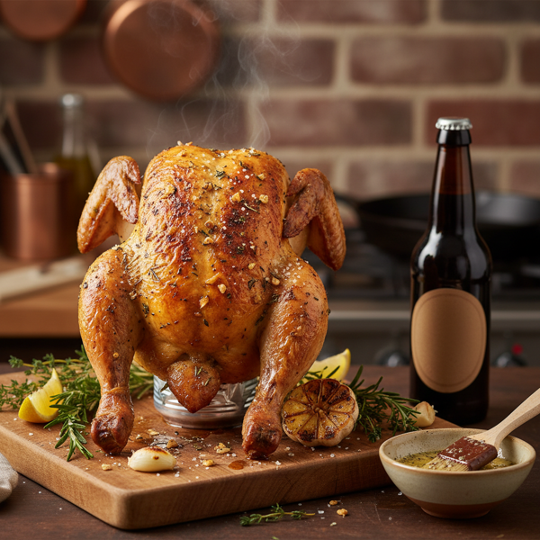 Garlic-Infused Beer-Can Roast Chicken recipe