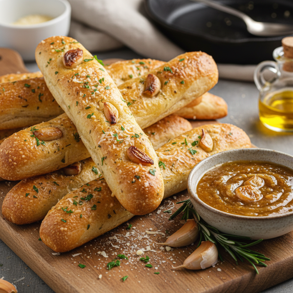 Garlic-Infused Breadsticks with Roasted Garlic Butter recipe