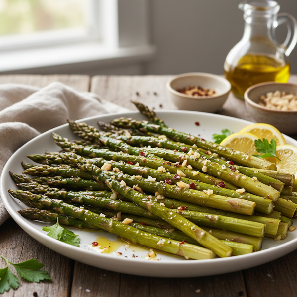 Garlic-Infused Broiled Asparagus with Olive Oil recipe