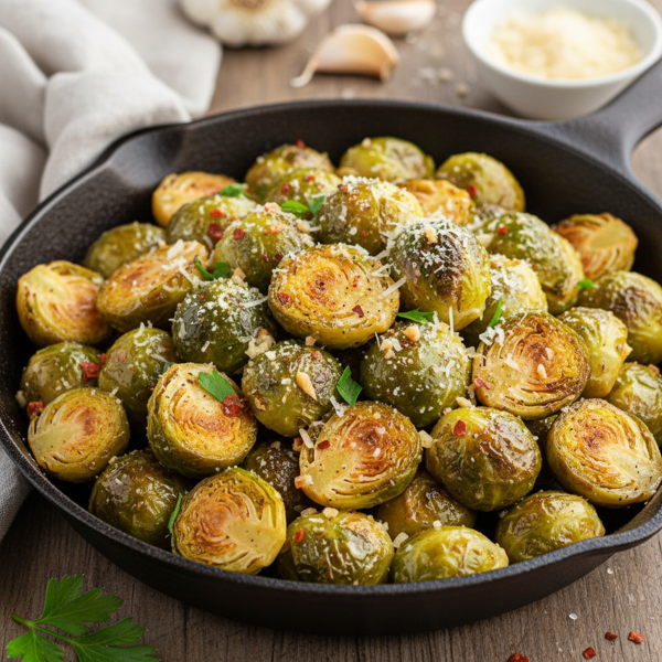 Garlic-Infused Butter Brussels Sprouts with Parmesan and Paprika recipe