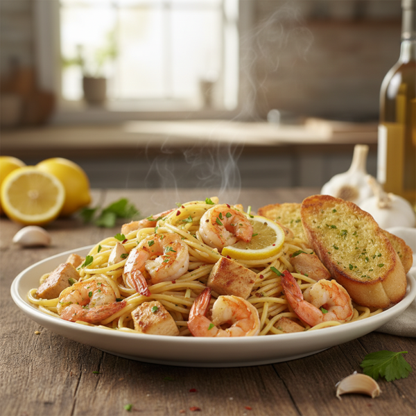 Garlic-Infused Chicken or Shrimp Scampi Delight recipe