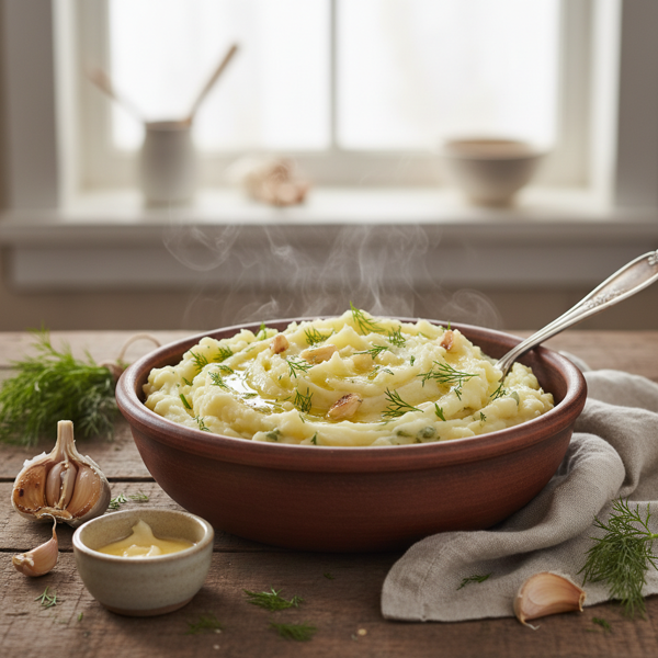 Garlic-Infused Creamy Potatoes with Dill recipe