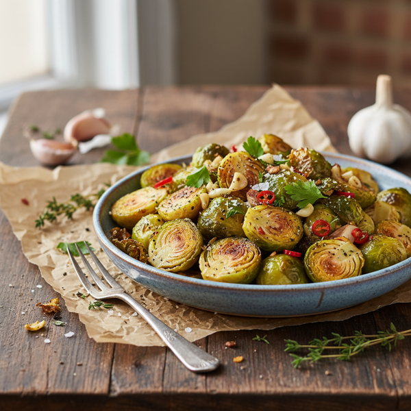 Garlic-Infused Crispy Brussels Sprouts recipe