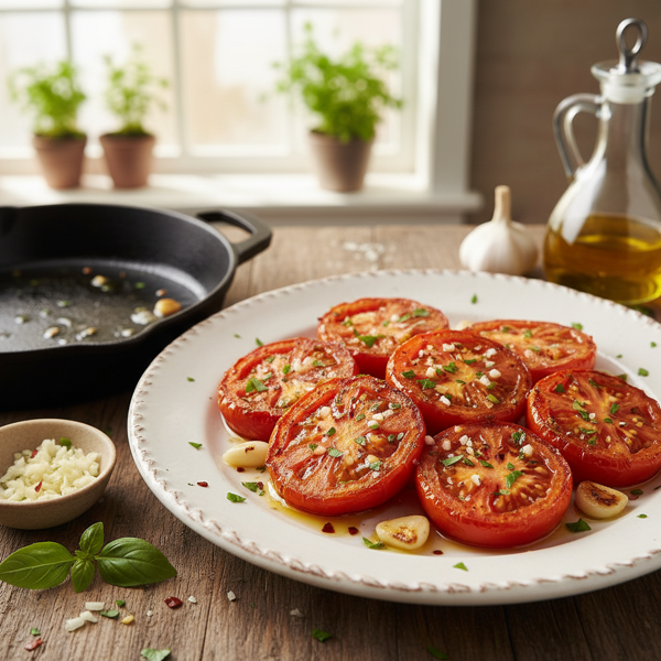 Garlic-Infused Fried Tomatoes recipe