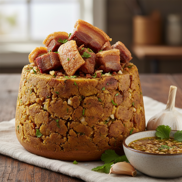 Garlic-Infused Mofongo with Crispy Pork recipe