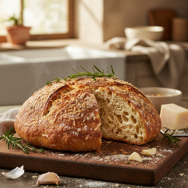 Garlic-Infused Parmesan Sourdough Loaf recipe