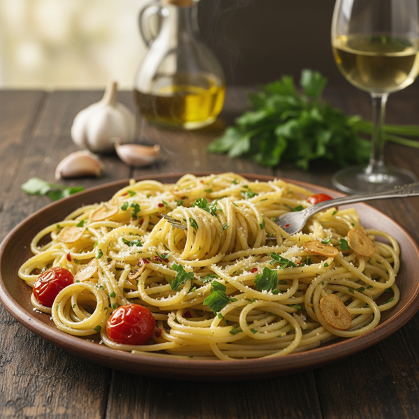Garlic-Infused Parsley Spaghetti Delight recipe