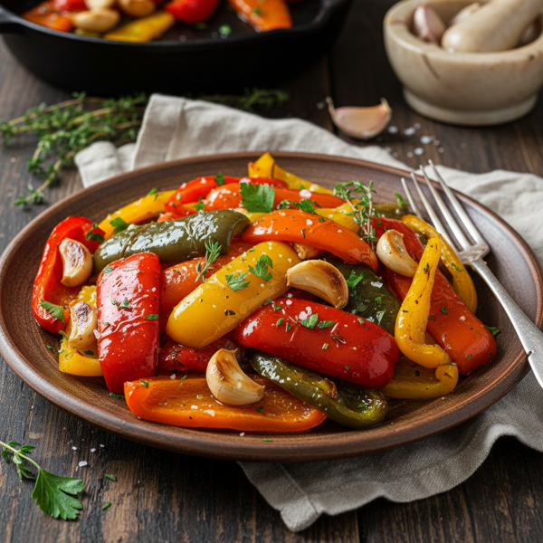 Garlic-Infused Roasted Bell Pepper Medley recipe