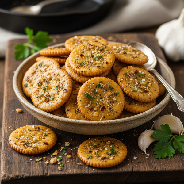Garlic-Infused Saltine Cracker Bites recipe