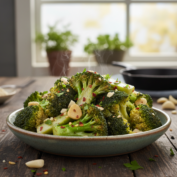 Garlic-Infused Sautéed & Steamed Broccoli recipe