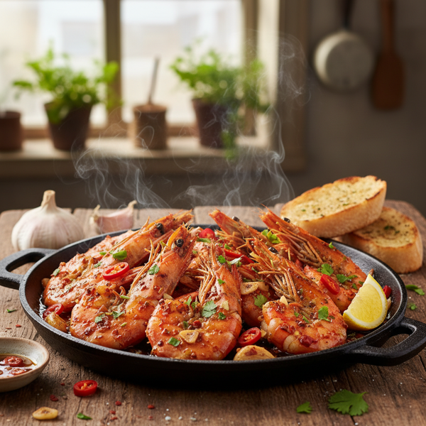 Garlic-Infused Spicy Jumbo Shrimp recipe