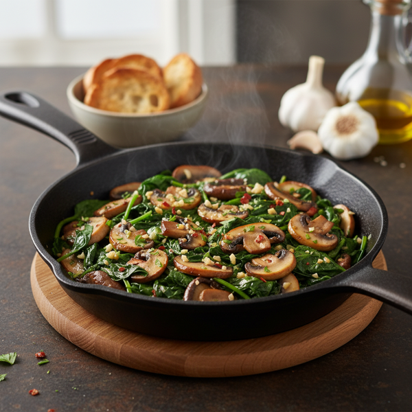 Garlic-Infused Spinach and Mushroom Medley recipe