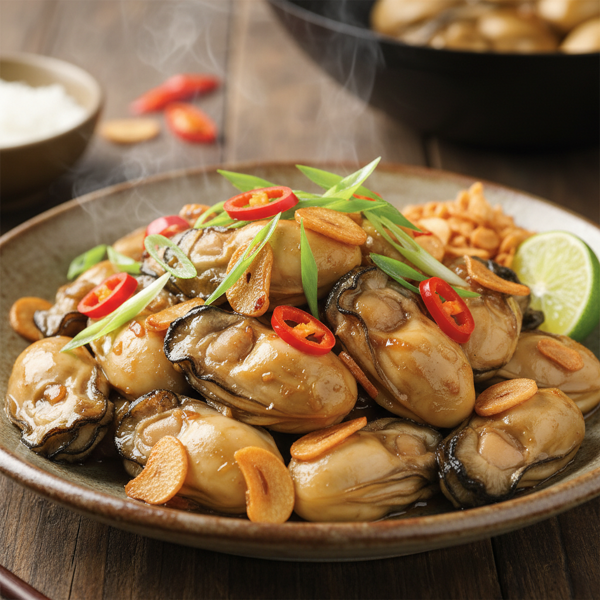 Garlic-Infused Stir-Fried Oysters recipe