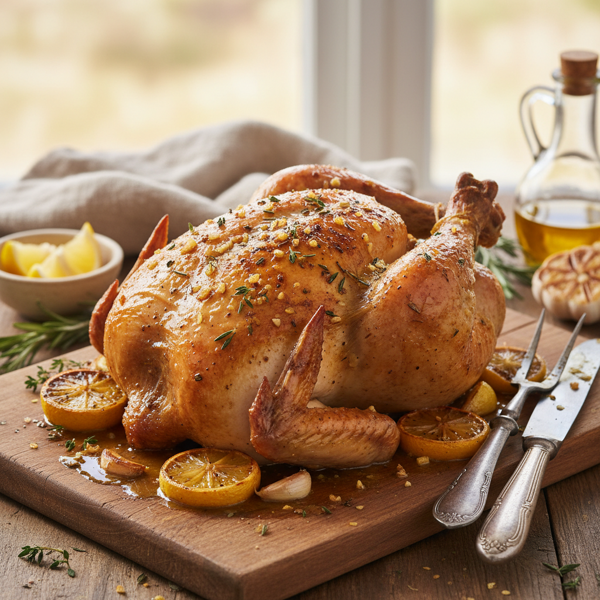 Garlic-Lemon Infused Roast Chicken recipe