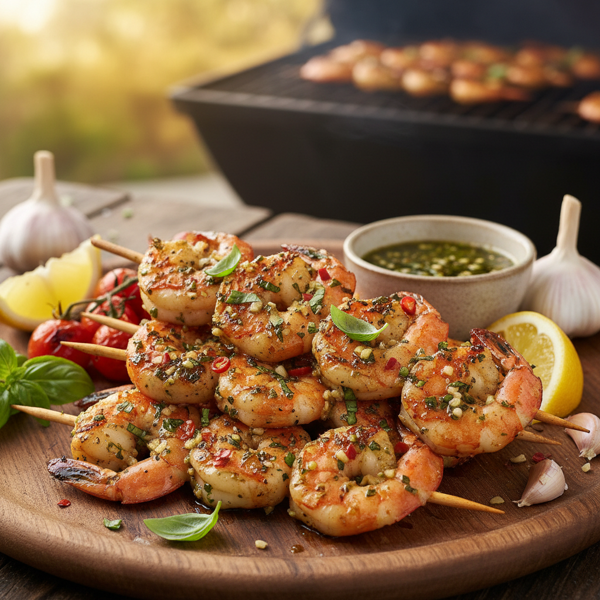 Garlic Basil Grilled Shrimp recipe