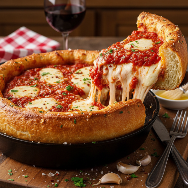 Garlic Butter Chicago-Style Deep-Dish Pizza recipe