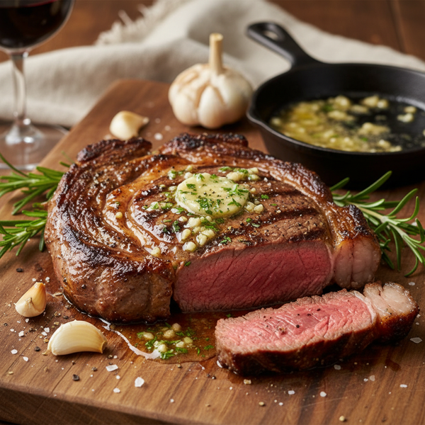 Garlic Butter Ribeye Steak: Pan-Seared & Oven-Finished recipe