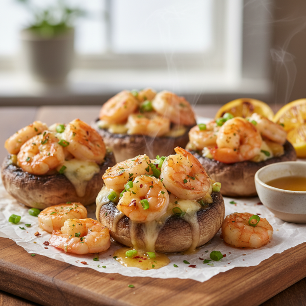 Garlic Butter Shrimp-Stuffed Mushroom Delight recipe
