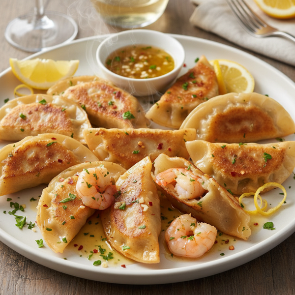 Garlic Butter Shrimp Scampi Potstickers recipe