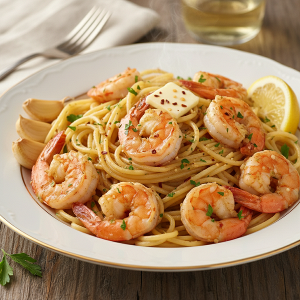 Garlic Butter Shrimp Scampi with Spaghetti recipe