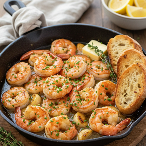 Garlic Butter Shrimp with Fresh Chives recipe