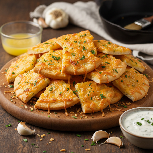 Garlic Cheddar Pita Crunchies recipe