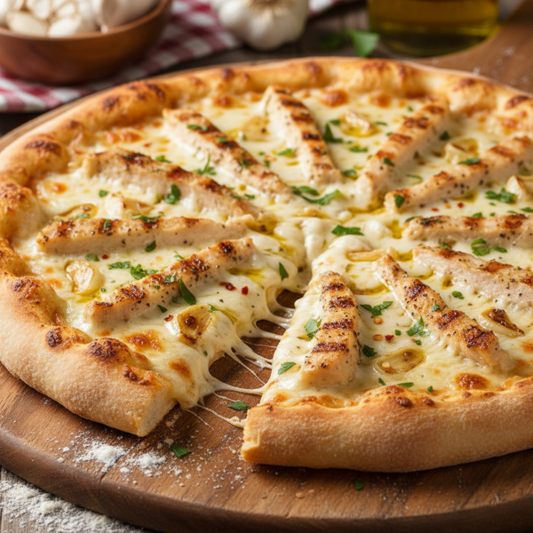 Garlic Chicken Alfredo Pizza Delight recipe