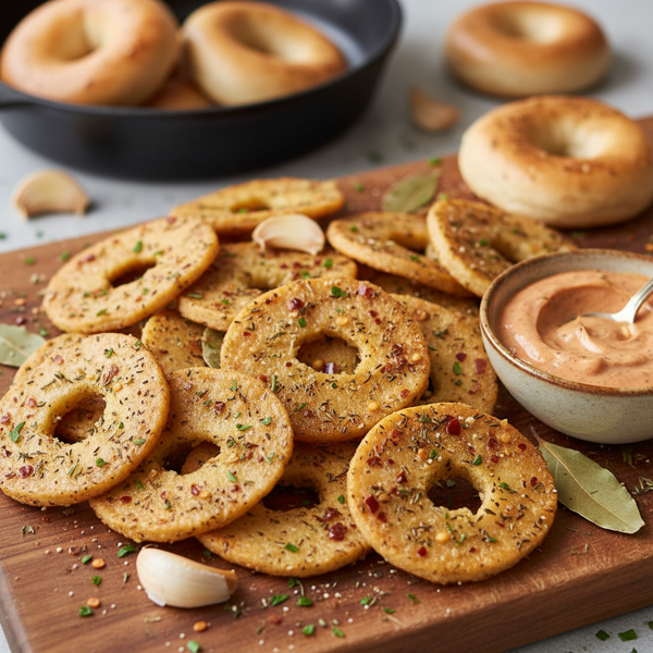 Garlic Creole Bagel Crisps recipe