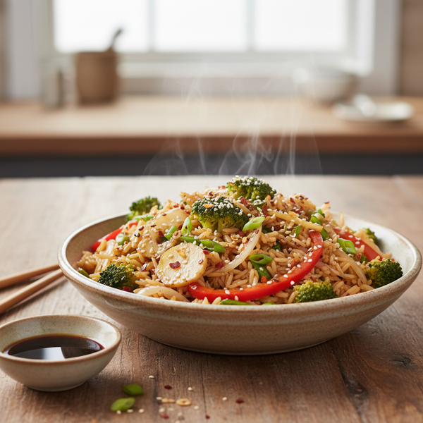 Garlic Ginger Broccoli Rice Stir-Fry recipe