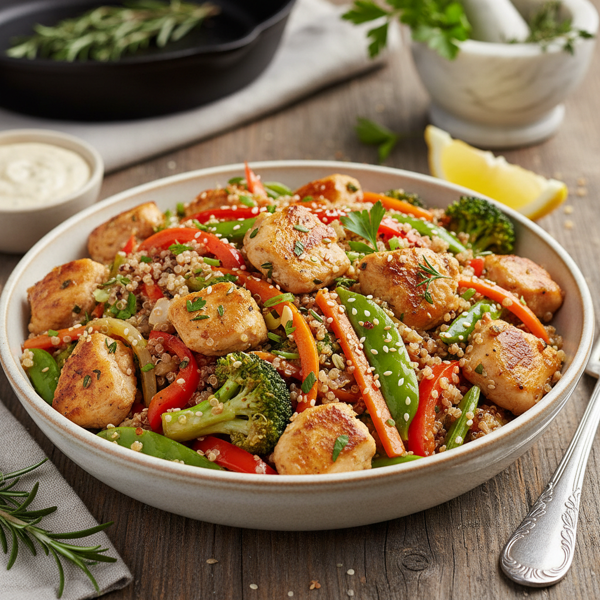 Garlic Herb Chicken Quinoa Stir-Fry recipe