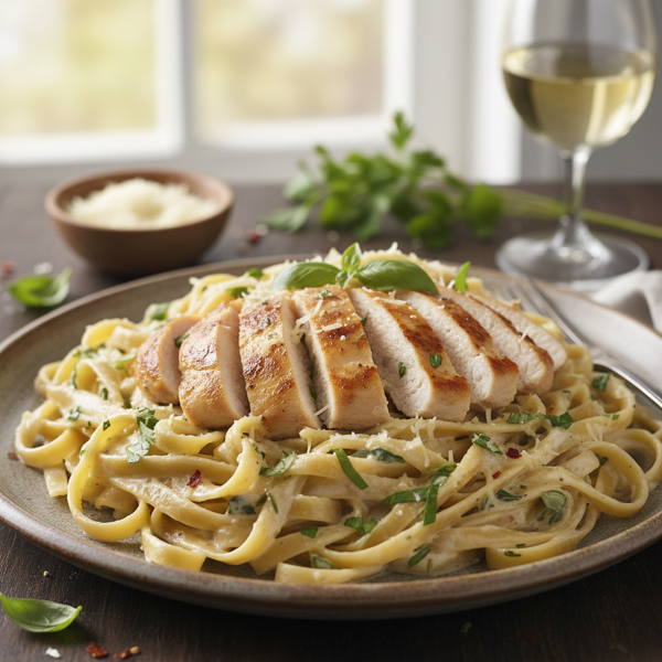 Garlic Herb Chicken with Fettuccine recipe